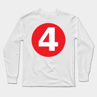 Number 4 Big Red Dot Letters & Numbers Long Sleeve T-Shirt